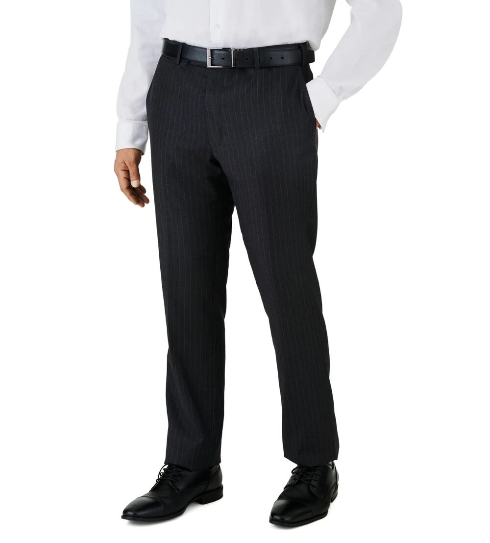 SOUL OF LONDON Pinstripes Dress Pants 40R Dark Gray Flat Front NWOT